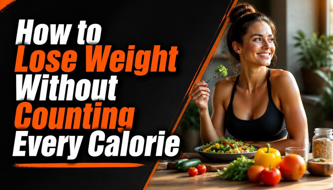 Balanced healthy meal with vegetables, protein, whole grains, and water for weight management without calorie counting